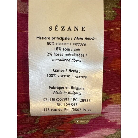 NWOT Sezane Jasmine Size 2 34 Blouse Helena Fuchsia Pink Floral Top New - Picture 9 of 12